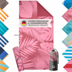 Blumtal Strandtuch XXL aus Mikrofaser mit rosa Palmen-Motiv 🌴 90x180 cm