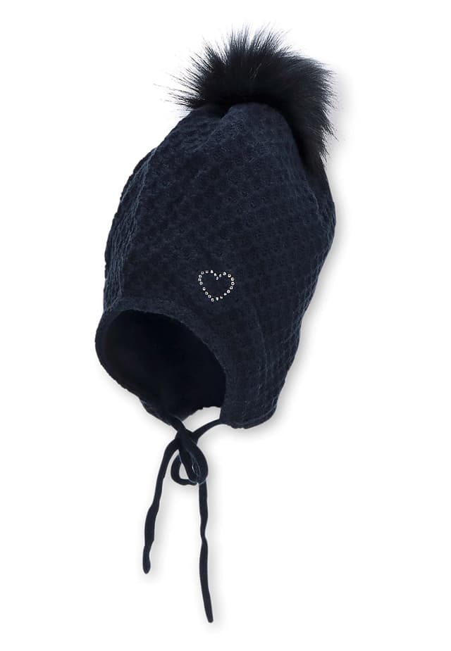 Schnäppchen! Sterntaler Mädchen Bommelmütze Strass-Herz Mütze 41 marine 😍👶