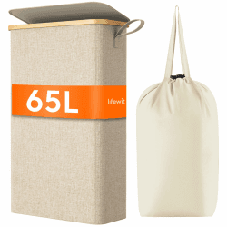 🌟 Lifewit 65L Wäschekorb Schmal mit Deckel, Faltbarer Wäschesammler 🧺🏡