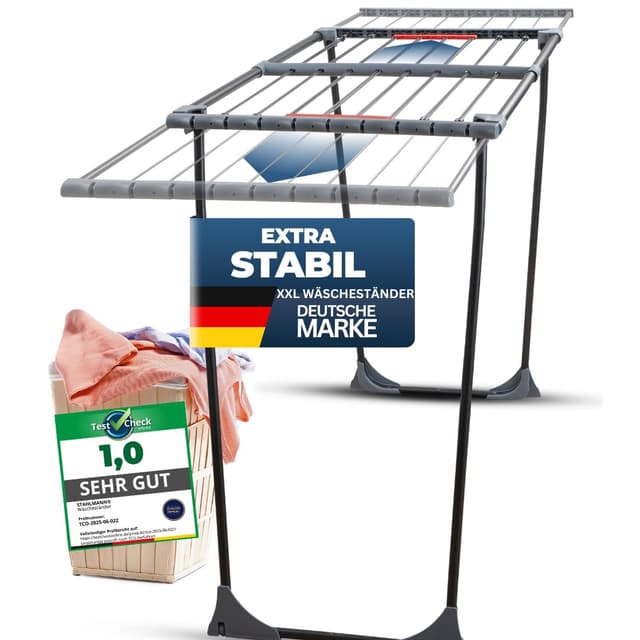 STAHLMANN ® Wäscheständer ausziehbar [20M Trockenfläche] - Wäscheständer XXL [Made IN EU]