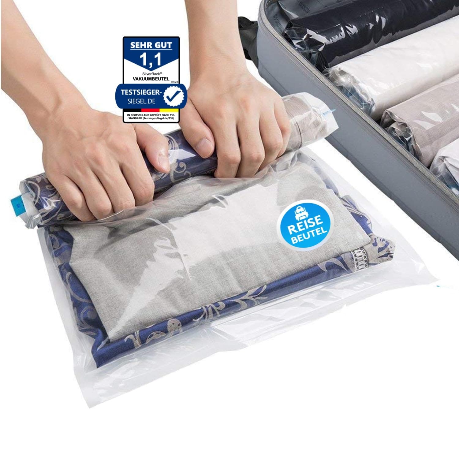 SilverRack Vakuumbeutel Reise zum Rollen [12 Stück] - Vakuum Kleiderbeutel für Kleidung