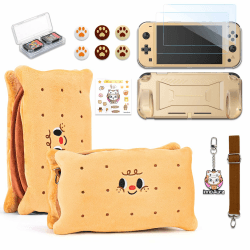 🎮🍪 InnoAura Switch Lite Hülle 14-in-1 Zubehör Bundle - Brauner Keks