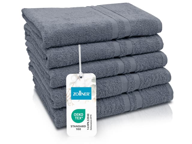 🛀 ZOLLNER 5er Set Duschtücher in 70x140 cm 🌟 Hotelqualität 5x Duschtücher Grau