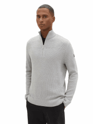 🔥 Reduzierter Preis! TOM TAILOR Herren Strick-Pullover mit Troyer-Kragen