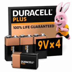 🔋 Duracell Plus 9V Blockbatterie, 4 Stück | 9V Batterie für Rauchmelder | Feuermelder | 100% langlebiger Angebot bei HelloDeals