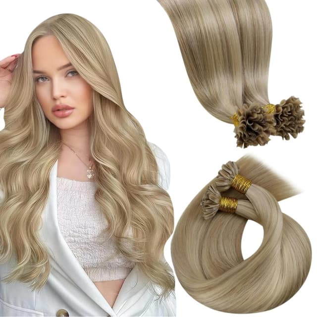 LaaVoo Bondings Extensions Echthaar Blond Echthaar Extensions Mit Keratin Bondings