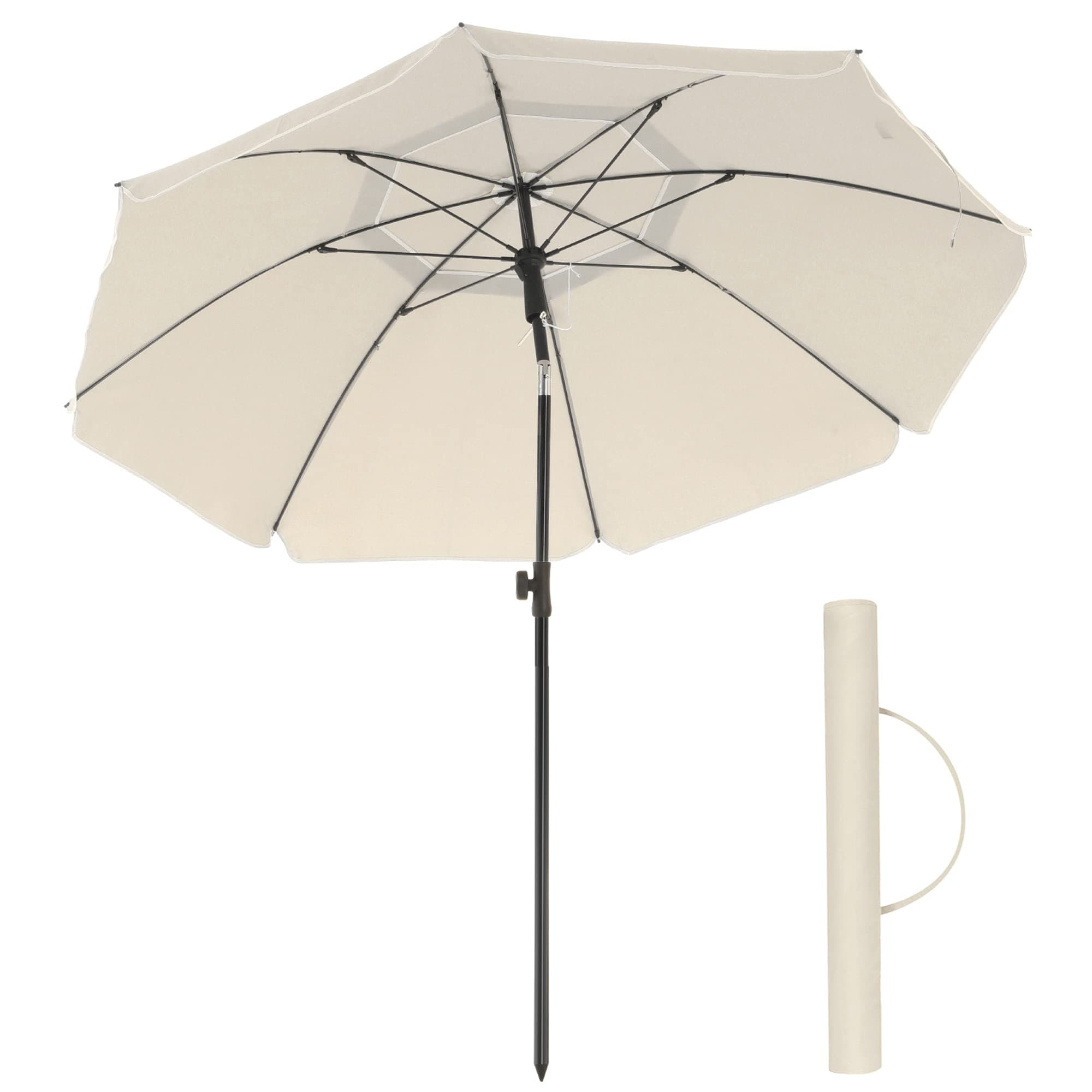 🌞 SONGMICS Sonnenschirm 160 cm UPF 50+ Strandschirm höhenverstellbar mit Tragetasche - Beige 1,6 m 🌴