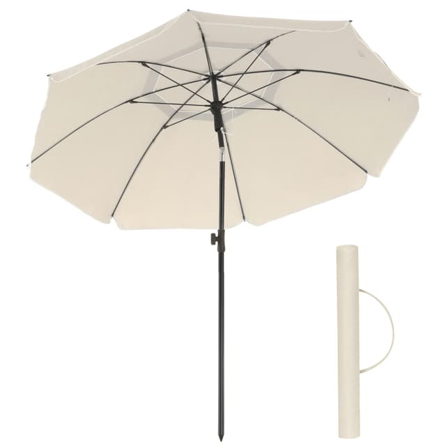 🌞 SONGMICS Sonnenschirm 160 cm UPF 50+ Strandschirm höhenverstellbar mit Tragetasche - Beige 1,6 m 🌴