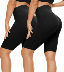 CAMPSNAIL 2er Pack Radlerhosen Damen 🚴‍♀️ High Waist Kurze Sporthose Leggings Sport Yoga Shorts Sommer Elastisch 18cm L-XL 2er-schwarz