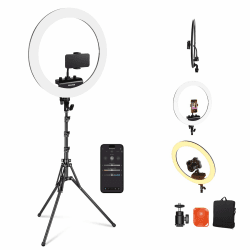 NEEWER Professionelles 18" dünn Ringlicht mit Ständer und Telefonhalter - RP18B Pro Schwarz 🌟