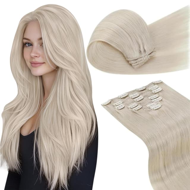 LaaVoo Extensions Echthaar Clip in Blond Echthaar Clip in Extensions