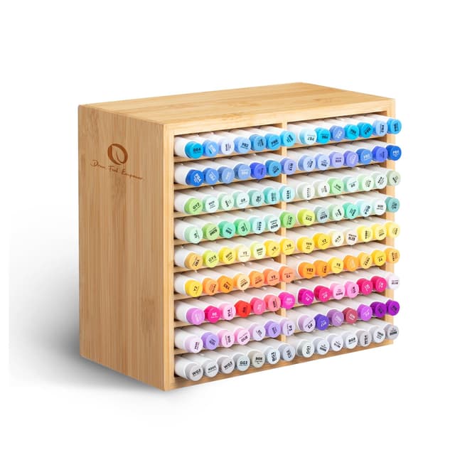 Ohuhu Bambus Stifte Organizer 🎨 Holz Desktop Aufbewahrung für 126 Markerstifte ✏️ Kunstpinsel stationärer Organizer