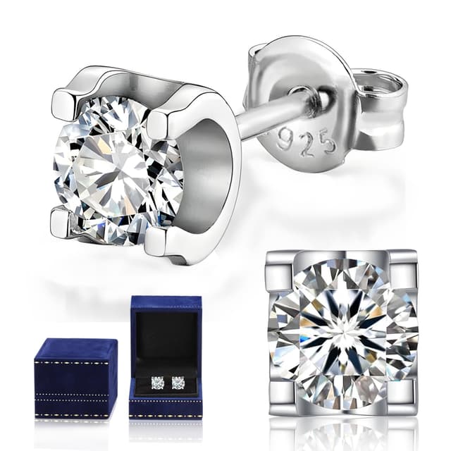 Strahlende Moissanit-Ohrringe 2 Karat, 925er Sterlingsilber, 18K Weißgold plattiert