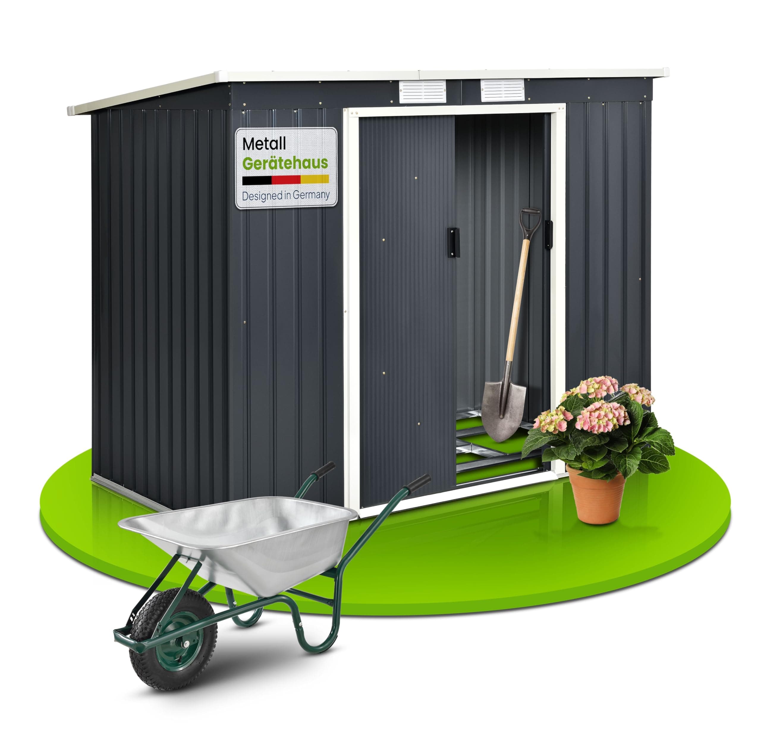 🏡🌿 Juskys Metall Gerätehaus M 4m³ mit Pultdach & Schiebetür 🛠️