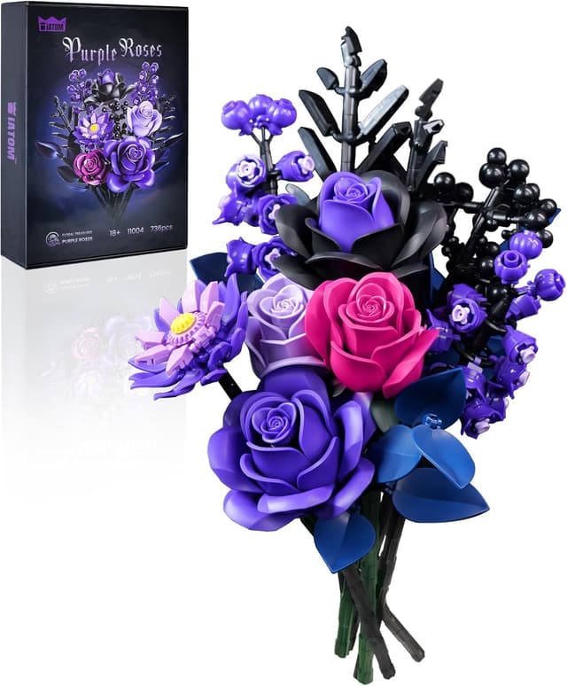 🌹🎁 Millionenfrühling Lila Rosenstrauß-Bausatz | Künstliche Rosen | Geschenke für Sie