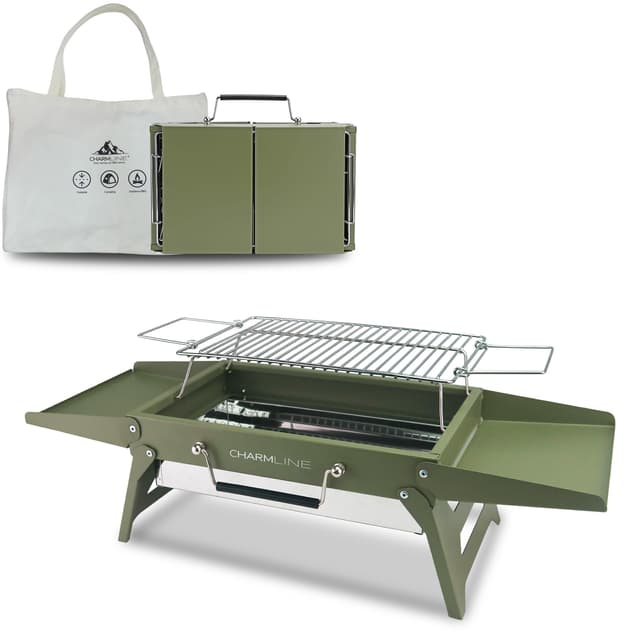 🔥🍖 Charmline 35x23cm Klein Foldable Portable Holzkohlegrill 🌳 Kompakter Grill für Outdoor-Aktivitäten 🏕️