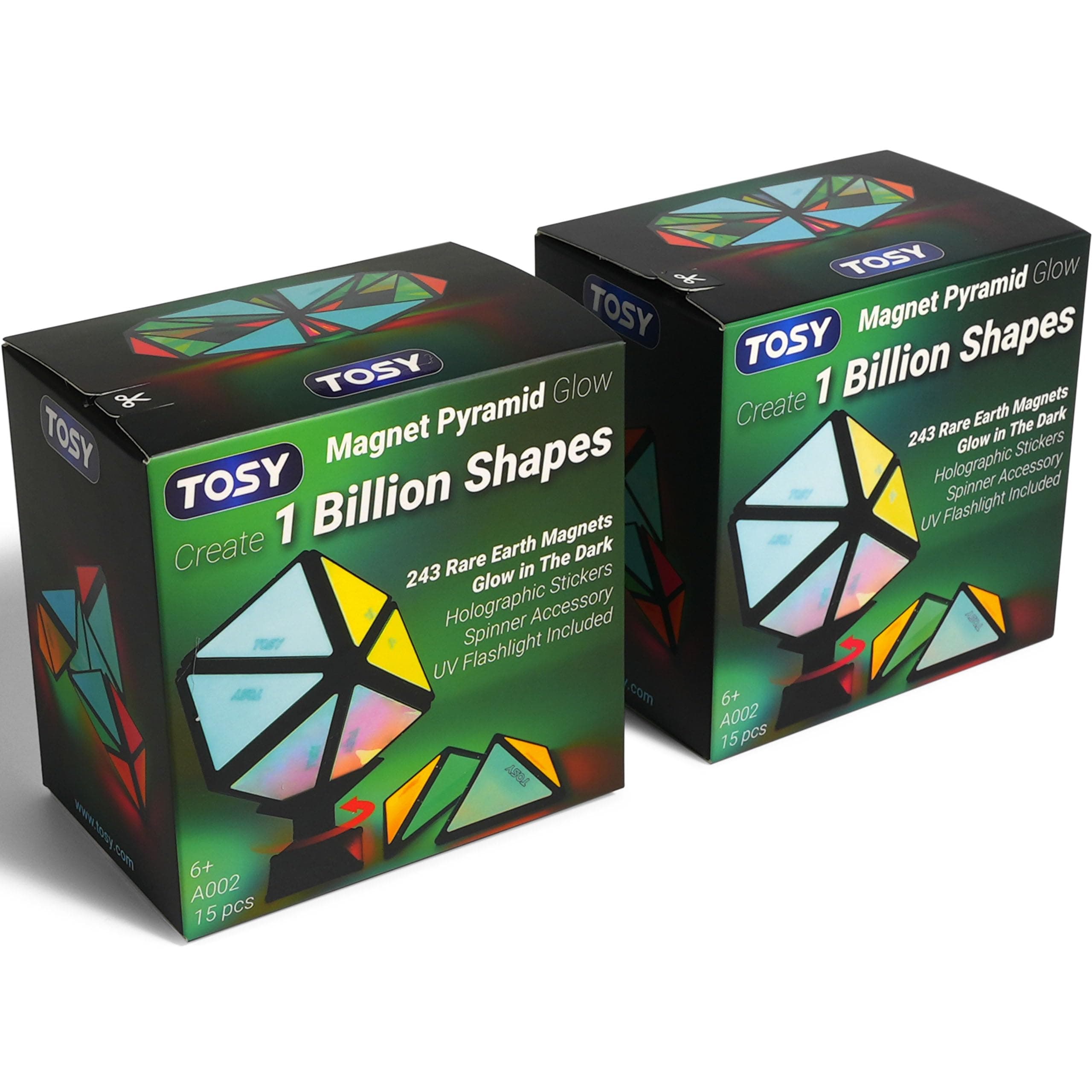 TOSY Magnet Pyramid Glow - 1 Milliarde Formen, leuchtendes Spinner-Zubehör
