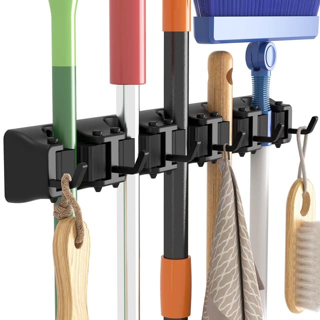 Lifewit Besenhalter Wandhalterung 🧹 Anti-Rutsch-Besenhalterung für die Küche 🧼 Organizer für Reinigungsmittel