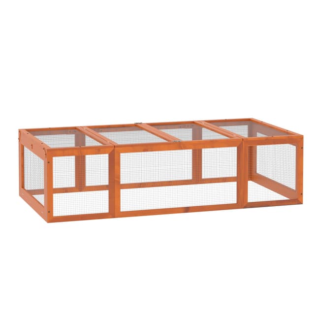 🐰🏡 PawHut Hasenstall Kaninchenstall aus Tannenholz Winterfest Hasenkäfig 180x90x48 cm Orange