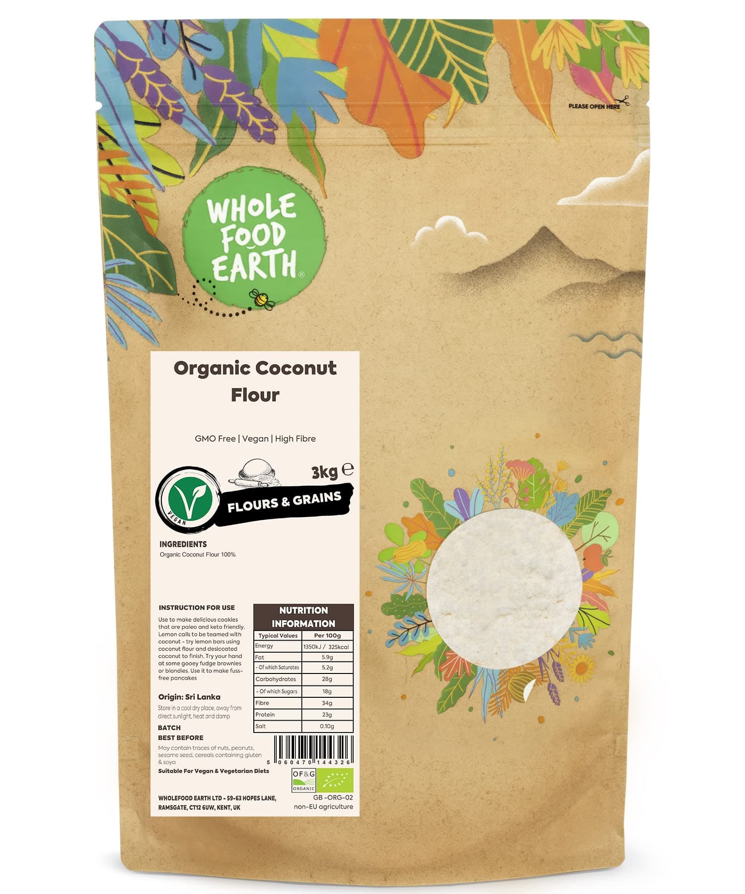 🌿🥥🌱 BIO-Kokosmehl – 3 kg | GMO-frei | Vegan | Hoher Ballaststoffgehalt | Zertifiziert biologisch 🌱🥥🌿