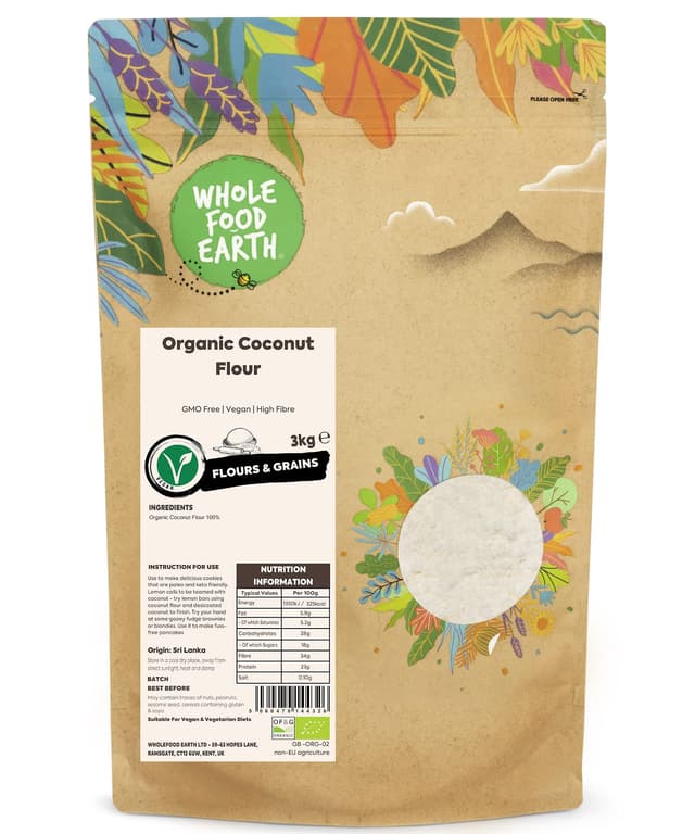 🌿🥥🌱 BIO-Kokosmehl – 3 kg | GMO-frei | Vegan | Hoher Ballaststoffgehalt | Zertifiziert biologisch 🌱🥥🌿