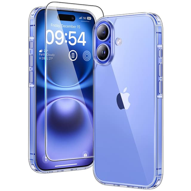 TAURI 3-in-1 iPhone 16 Hülle 6,1" mit Panzer Schutz Glas Folie