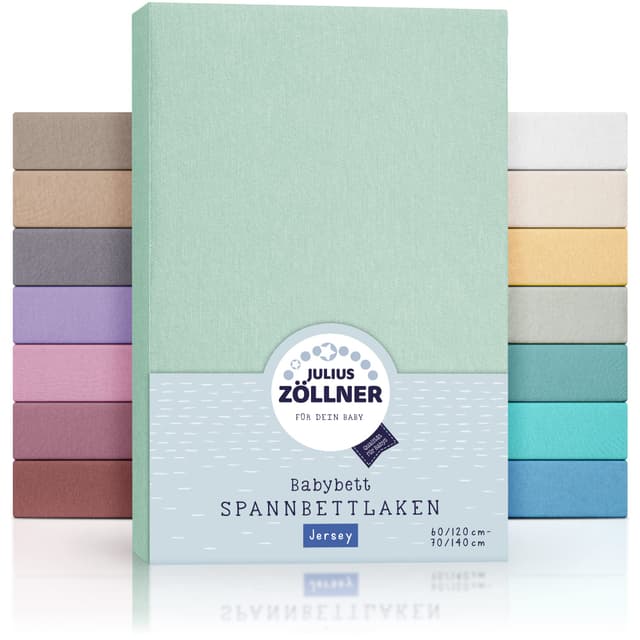 🌿 Julius Zöllner Jersey Spannbettlaken für Baby- & Kinderbett, 100% Jersey-Baumwolle