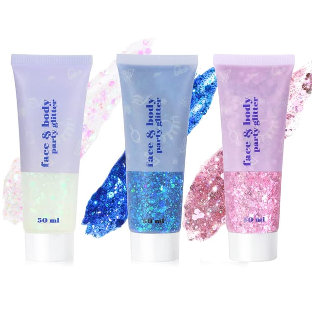 URAQT Body Glitter Gel, Chunky Glitter Gel, Chunky Body Lotion Glitzer Flüssiger Lidschatten 🌟