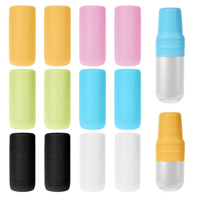 Aucuu 12 Pcs Reiseelastikhüllen, Silikon-Toilettenartikel, Auslaufsichere Flaschenabdeckungen #1 Punktmuster ✨🎀🎉🎈🍬