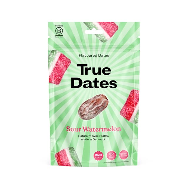 True Dates - Sour Watermelon | Natürlich aromatisierte Datteln | Saurer Wassermelonen-Geschmack | 100 g 🍉🌿