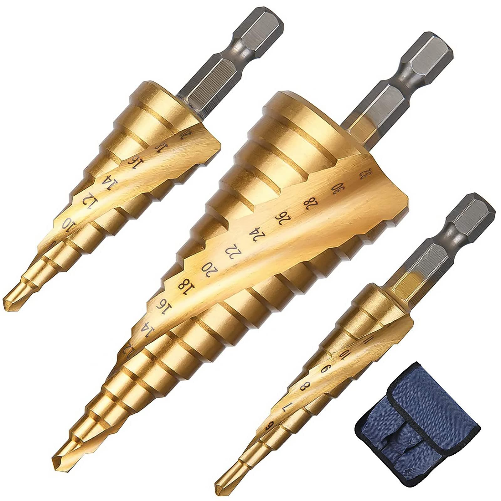 🔧🔩🛠️ Flintronic HSS Stufenbohrer Set, 3-tlg Schälbohrersatz mit Titanbeschichtung