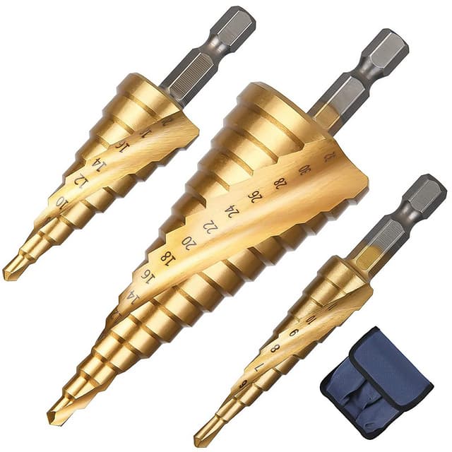 🔧🔩🛠️ Flintronic HSS Stufenbohrer Set, 3-tlg Schälbohrersatz mit Titanbeschichtung