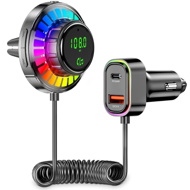ETELIAR Bluetooth 5.3 Adapter Auto,FM Transmitter Auto Bluetooth mit PD 30W & QC3.0 18W Auto Ladegerät