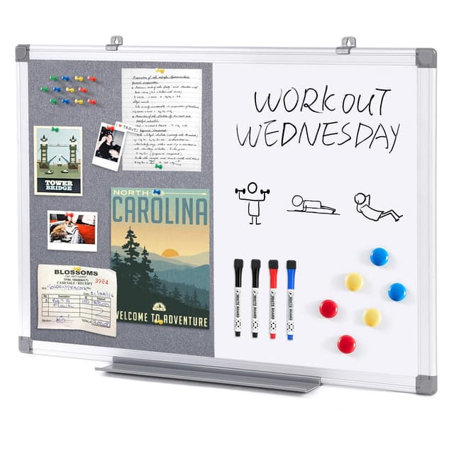 Swansea Whiteboard Magnettafel und Pinnwand Filz mit Aluminiumrahmen 60x45cm Grau 📌🏫
