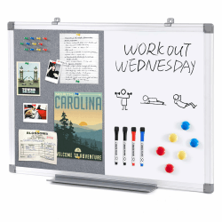 Swansea Whiteboard Magnettafel und Pinnwand Filz mit Aluminiumrahmen 60x45cm Grau 📌🏫