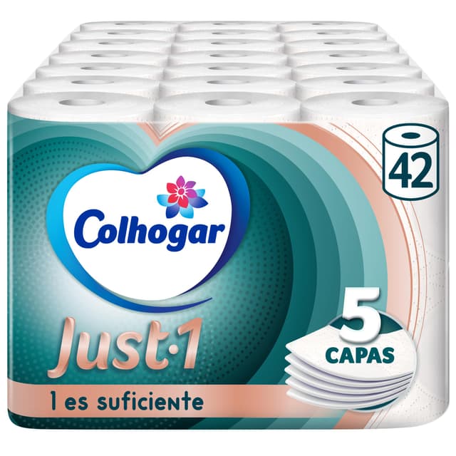 🧻🎉 Colhogar Just 1 x 42 Toilettenpapier, extra saugfähig, Packung mit 6 Rollen 🎉🧻