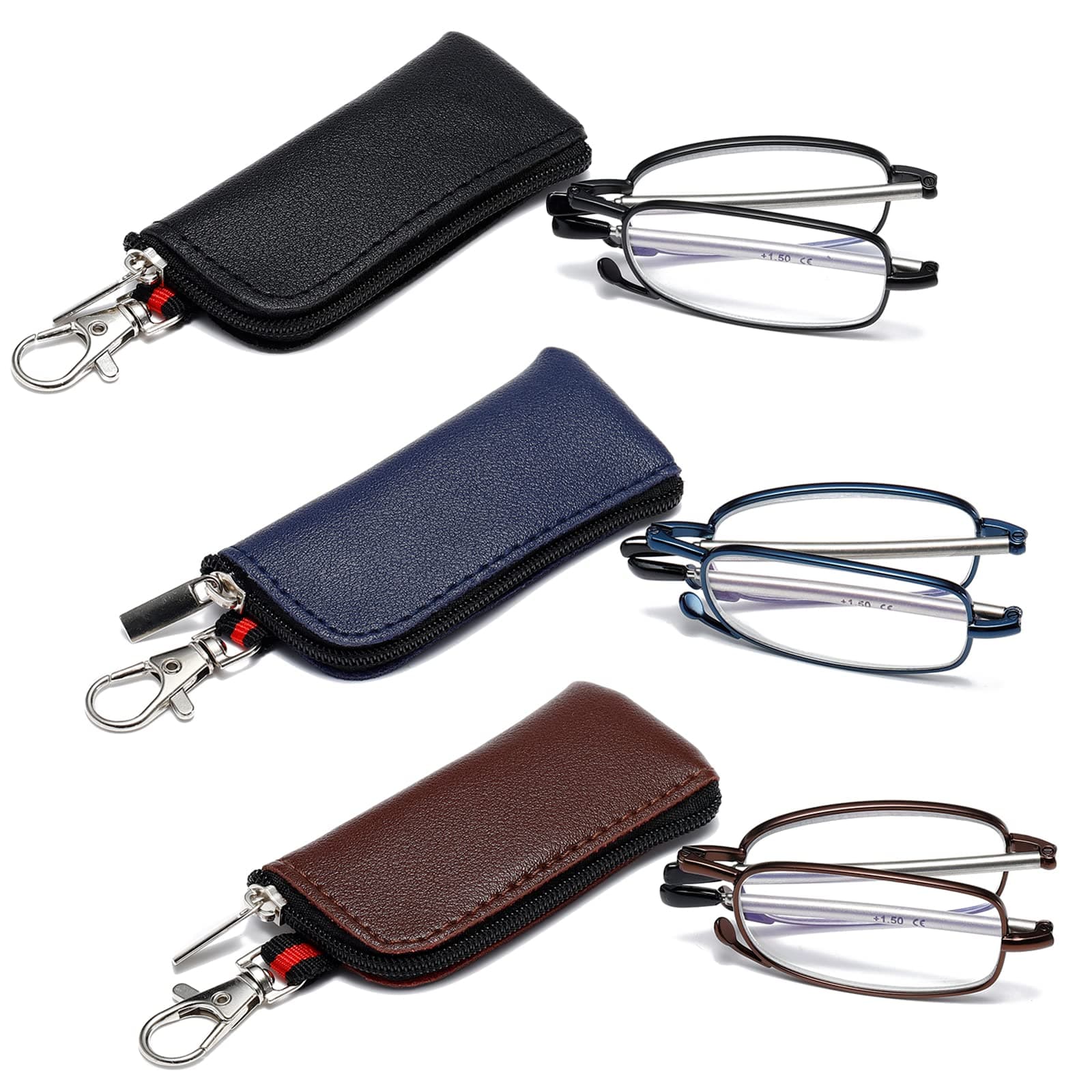 👓 OWTXIS 3er-Pack Faltbare Lesebrille für Herren Damen Schlüsselanhänger 🔑