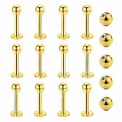 Gojewen 12er Lippenpiercing Stecker 1,2mm Chirurgenstahl Piercing Lippe Labret Helix Tragus Stud Silber Gold Schwarz 😍👄