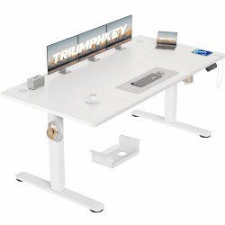 🌟 TRIUMPHKEY Höhenverstellbarer Schreibtisch 160x80cm mit USB Ladeanschluss 🌟