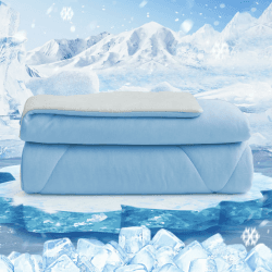 🌬️🌊 HOMFINE Kühldecke Doppelseitig Kühlende Decke - Leichte Kühldecke für Menschen Q-Max > 0,4 Sommerdecke Kühlend Selbstkühlende Decke Sommer Decke Cooling Blanket für Bett, Blau, 200 x 220 cm 🌊🌬️