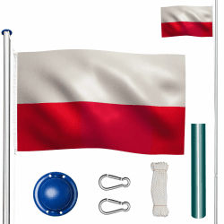 🚩 Tectake Fahnenmast aus Aluminium - Teleskop Fahnenstange Set 🚩