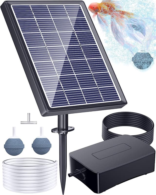 🌞🐟 Biling Solar Teichbelüfter mit Akku - 3 Modi Sauerstoffpumpe für Teich und Aquarium