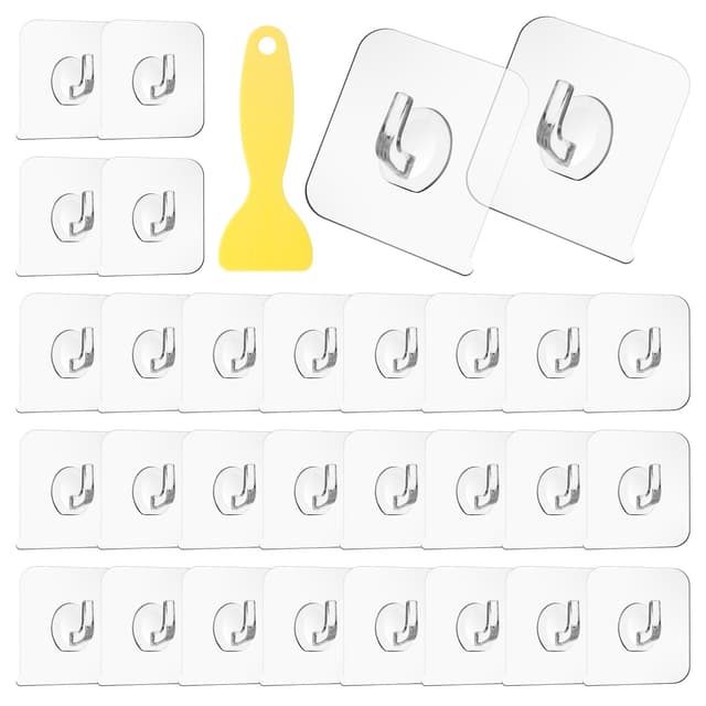 🌟 Magischer Haken 30 Stück Transparente Klebehaken mit Schaber - 5kg Max - Deal!