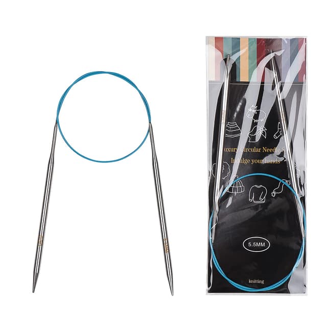 🧶🪡 Aeelike Rundstricknadeln Set 5,5 mm - Metall Rundstricknadeln mit Farbiges Stahlseil