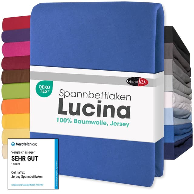 🌟 CelinaTex Jersey Topper Spannbettlaken Lucina 140x200-160x200cm royal blau 🌟
