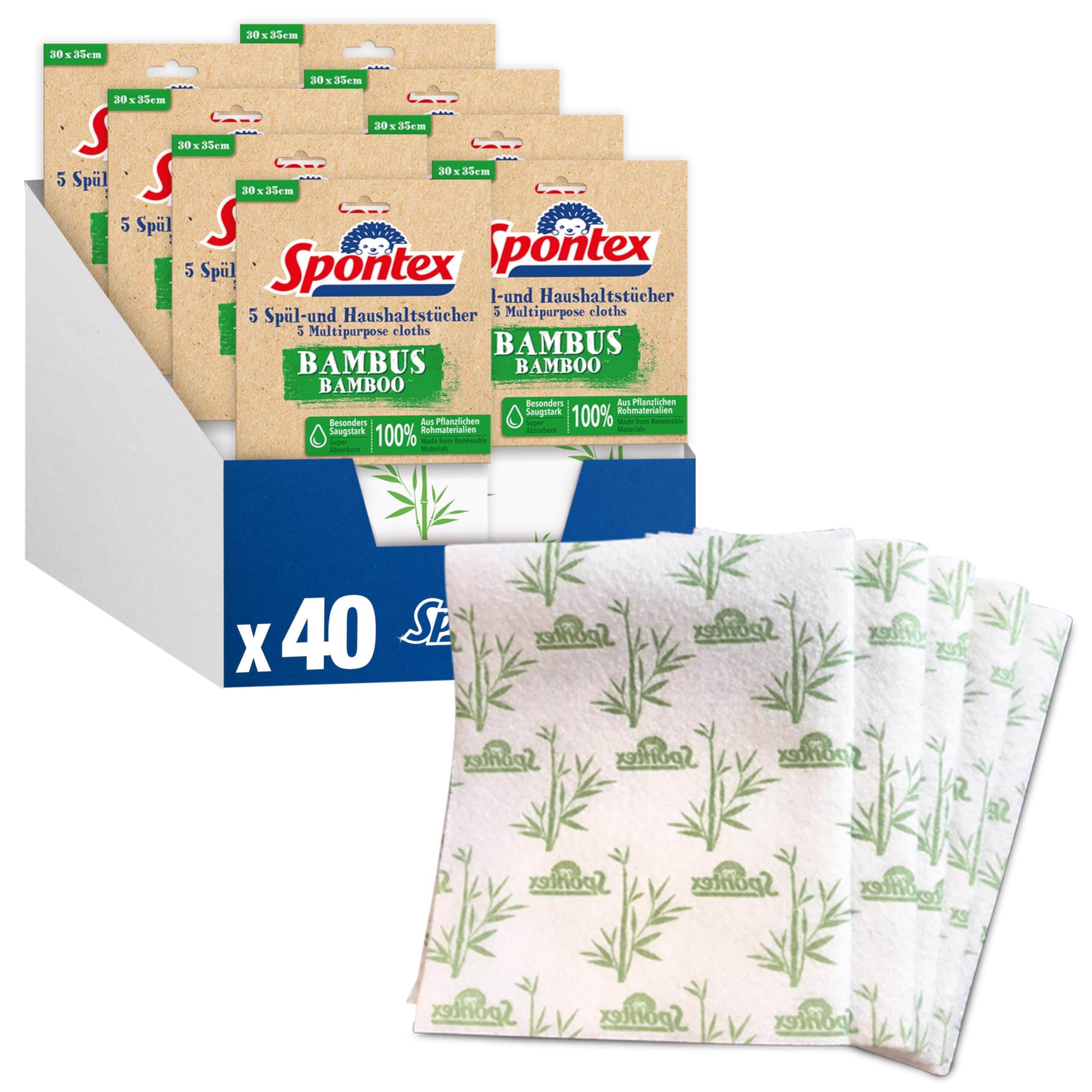 🌿 Spontex Bambus Spül- und Haushaltstücher, 40 Stück, nachhaltig und effizient 🌿