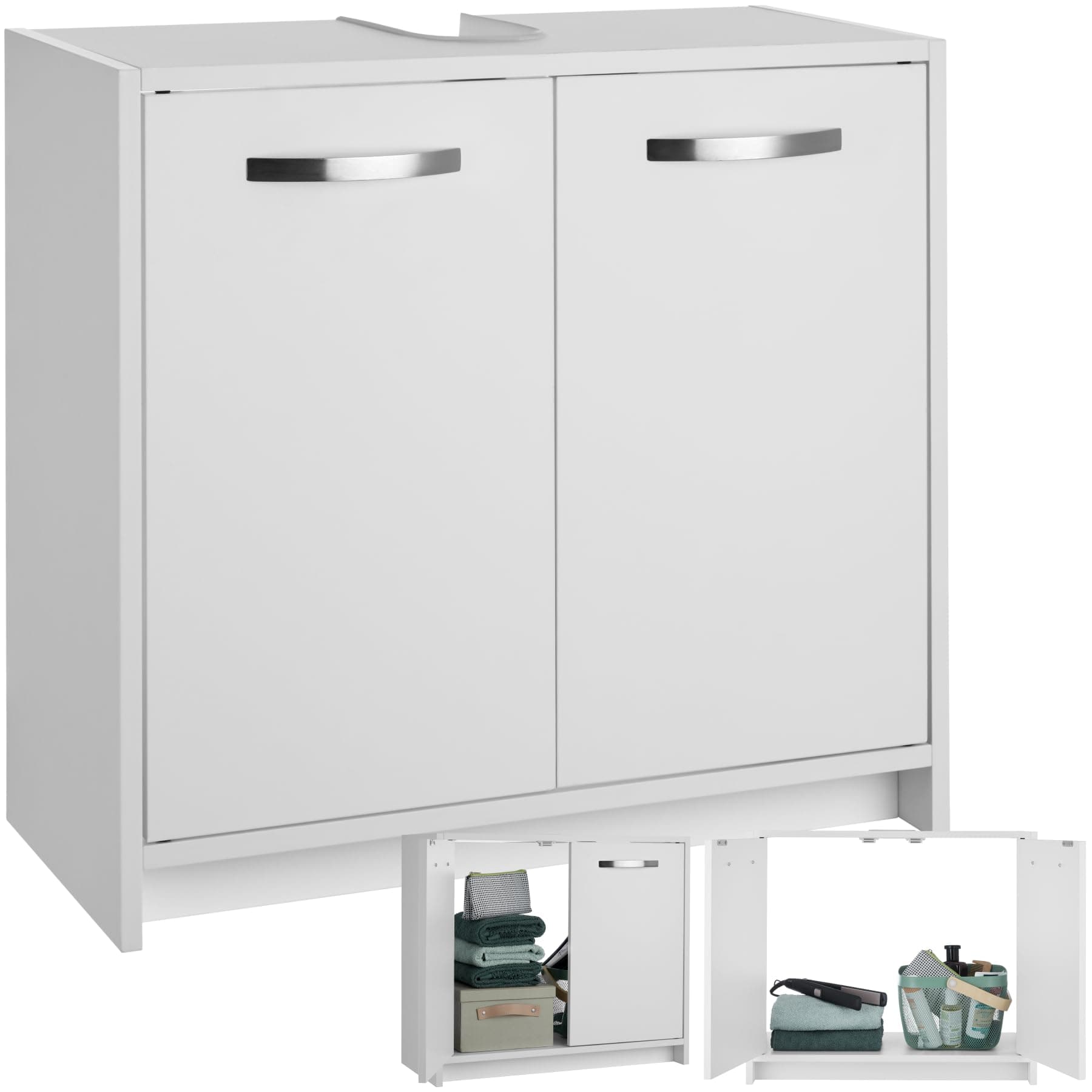 🛁🚪🔳 Tectake® Waschbeckenunterschrank - Badschrank für unter Waschbecken 🚪🔳