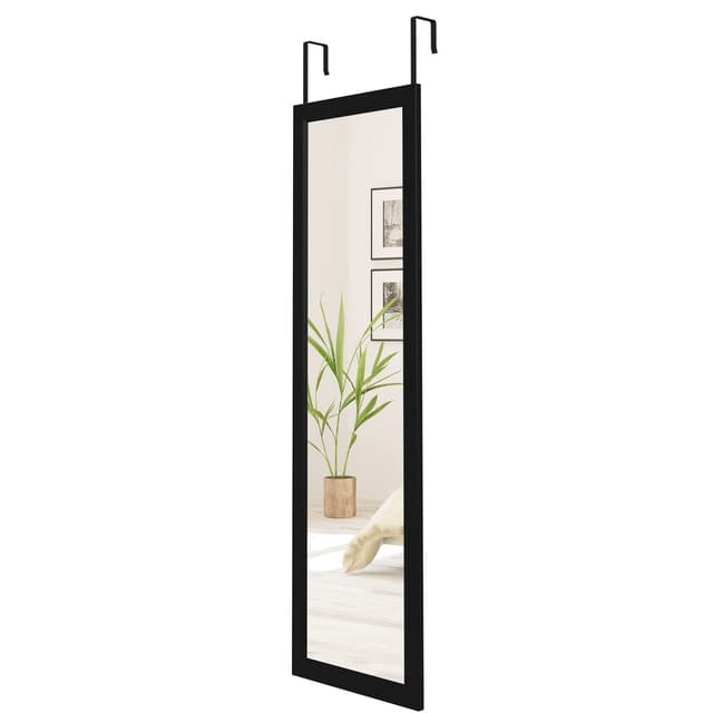Dripex Wandspiegel 33x119cm 🪞 Unbrechbarer Garderobenspiegel mit Haken - Schwarz