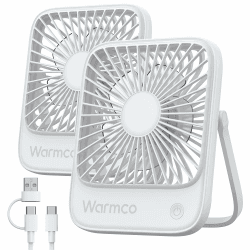 Warmco USB Tischventilator 2Stück USB C kabelgebundener persönlicher Ventilator mit starkem Luftstrom 🌀🌬️