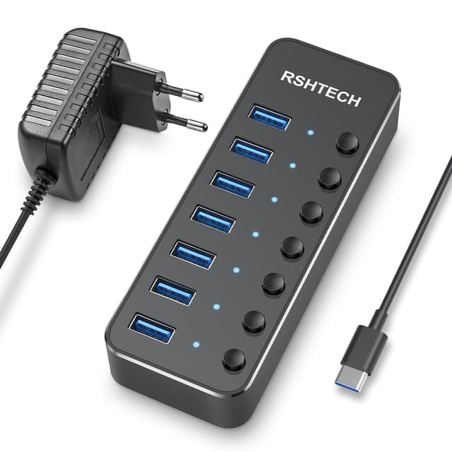 🔌 RSH-518C USB-Hub mit 7 USB 3.0 Ports und Stromversorgung 🚀